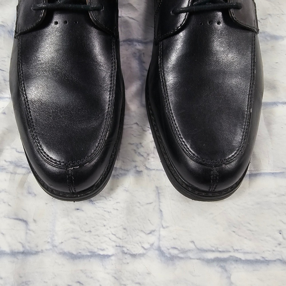 Clarks Unstructured Un.Linden Oxford 10.5 Black Leather Apron Toe Dress Shoes - Picture 3 of 12